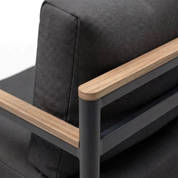 Set de lounge din aluminiu BELLANTI Bucine 3 persoane + măsuță | Antracit | Teak