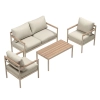 Set de relaxare din aluminiu BELLANTI Bucine pentru 4 persoane + măsuță | Bej | Teak