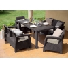 Set de mobilier de grădină Corfu Fiesta pentru 6 persoane – 2 fotolii, 2 canapele și masă mare - ratan sintetic - bej, KETER