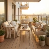 Set de relaxare din aluminiu BELLANTI Bucine pentru 4 persoane + măsuță | Bej | Teak