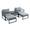 Set de relaxare din aluminiu BELLANTI Arezzo pentru 4 persoane + măsuță | Gri | Negru