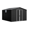 Magazie metalică pentru unelte NORDVIC Thor 283x313 cm - uși batante, galvanizată, acoperiș în două ape, ventilație, Cold Grey