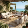Set de relaxare din aluminiu BELLANTI Pienza pentru 7 persoane + măsuță | Bej