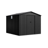 Magazie metalică pentru unelte NORDVIC Magni 283x313 cm + uși glisante 182 cm, Galvanizată, Acoperiș în două ape, Ventilație, Cold Grey