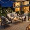Set de relaxare din aluminiu BELLANTI Certaldo pentru 4 persoane + măsuță | Antracit | Gri | Teak