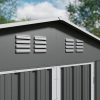 Căsuță metalică de grădină pentru unelte NORDVIC Thor 283x313 cm - uși batante, Zincată, Acoperiș în două ape, Ventilație, Light Grey
