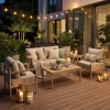 Set de relaxare din aluminiu BELLANTI Bucine pentru 4 persoane + măsuță | Bej | Teak