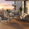 Set de relaxare din aluminiu BELLANTI Certaldo pentru 4 persoane + măsuță | Antracit | Gri | Teak