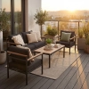 Set de relaxare din aluminiu BELLANTI Bucine pentru 4 persoane + măsuță | Negru | Teak