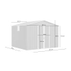 Magazie metalică pentru unelte NORDVIC Thor 283x251 cm - uși batante, galvanizată, acoperiș în două ape, ventilație, Cold Grey