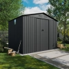 Magazie metalică pentru unelte NORDVIC Magni 283x251 cm + Uși glisante 182 cm, Zincată, Acoperiș în două ape, Ventilație, Cold Grey