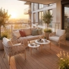 Set de relaxare din aluminiu BELLANTI Carrara pentru 5 persoane + 2 x măsuță | Bej