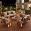 Set de relaxare din aluminiu BELLANTI Prato pentru 7 persoane + măsuță | Gri | Teak