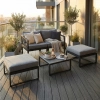 Set de relaxare din aluminiu BELLANTI Arezzo pentru 4 persoane + măsuță | Gri | Negru