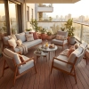 Set de relaxare din aluminiu BELLANTI Prato pentru 7 persoane + măsuță | Gri | Teak