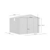 Magazie metalică pentru unelte NORDVIC Magni 283x189 cm + uși glisante 182 cm, galvanizată, acoperiș în două ape, ventilație, Cold Grey