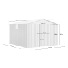 Căsuță metalică de grădină pentru unelte NORDVIC Thor 283x313 cm - uși batante, Zincată, Acoperiș în două ape, Ventilație, Light Grey