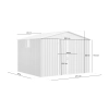 Magazie metalică pentru unelte NORDVIC Thor 283x251 cm - uși batante, Galvanizată, Acoperiș în două ape, Ventilație, Light Grey