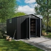 Magazie metalică pentru unelte NORDVIC Thor 283x251 cm - uși batante, galvanizată, acoperiș în două ape, ventilație, Cold Grey