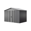 Căsuță metalică pentru unelte NORDVIC Thor 283x189 cm - uși batante, galvanizată, acoperiș în două ape, ventilație, Light Grey