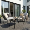 Set de relaxare din aluminiu BELLANTI Livorno 2 persoane + măsuță, Gri și Negru