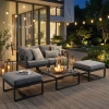 Set de relaxare din aluminiu BELLANTI Arezzo pentru 4 persoane + măsuță | Gri | Negru