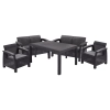 Set de mobilier de grădină Corfu Fiesta pentru 6 persoane – 2 fotolii, 2 canapele și masă mare - ratan sintetic - grafit, KETER