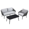 Set de relaxare din aluminiu BELLANTI Livorno 3 persoane + măsuță | Gri | Negru