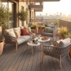 Set de relaxare din aluminiu BELLANTI Carrara pentru 5 persoane + 2 x măsuță | Bej închis