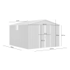 Magazie metalică pentru unelte NORDVIC Thor 283x313 cm - uși batante, galvanizată, acoperiș în două ape, ventilație, Cold Grey