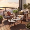 Set de relaxare din aluminiu BELLANTI Prato pentru 2 persoane + măsuță | Gri | Teak
