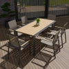Masă pentru setul de dining de grădină BELLANTI Verona Luna | Dark Grey – masă din aluminiu cu blat din teak