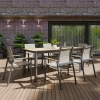 Masă pentru setul de dining de grădină BELLANTI Verona Luna | Dark Grey – masă din aluminiu cu blat din teak