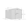 Magazie metalică pentru unelte NORDVIC Magni 283x313 cm + uși glisante 182 cm, Galvanizată, Acoperiș în două ape, Ventilație, Cold Grey