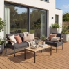 Set de lounge din aluminiu BELLANTI Bucine 3 persoane + măsuță | Negru | Teak