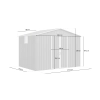 Magazie metalică pentru unelte NORDVIC Thor 283x189 cm - uși batante, Zincată, Acoperiș în două ape, Ventilație, Cold Grey