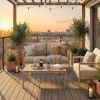 Set de relaxare din aluminiu BELLANTI Bucine pentru 3 persoane + măsuță | Bej | Teak