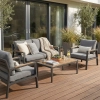 Set de relaxare din aluminiu BELLANTI Certaldo pentru 4 persoane + măsuță | Antracit | Gri | Teak