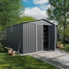 Căsuță metalică de grădină pentru unelte NORDVIC Thor 283x313 cm - uși batante, Zincată, Acoperiș în două ape, Ventilație, Light Grey