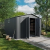 Căsuță metalică de grădină pentru unelte NORDVIC Thor 283x313 cm - uși batante, Zincată, Acoperiș în două ape, Ventilație, Light Grey