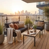 Set de lounge din aluminiu BELLANTI Bucine 3 persoane + măsuță | Negru | Teak