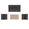 Set de relaxare din aluminiu BELLANTI Bucine pentru 4 persoane + măsuță | Negru | Teak