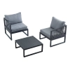 Set de relaxare din aluminiu BELLANTI Arezzo pentru 2 persoane + măsuță | Gri | Negru