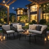Set de relaxare din aluminiu BELLANTI Livorno pentru 4 persoane + măsuță | Gri | Negru