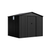 Magazie metalică pentru unelte NORDVIC Magni 283x251 cm + Uși glisante 182 cm, Zincată, Acoperiș în două ape, Ventilație, Cold Grey
