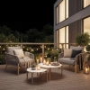 Set de relaxare din aluminiu BELLANTI Carrara pentru 2 persoane + 2 x măsuță | Bej închis