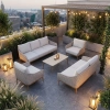 Set de relaxare din aluminiu BELLANTI Pienza pentru 7 persoane + măsuță | Bej