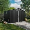 Magazie metalică pentru unelte NORDVIC Thor 283x251 cm - uși batante, galvanizată, acoperiș în două ape, ventilație, Cold Grey