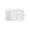 Căsuță metalică pentru unelte NORDVIC Thor 283x189 cm - uși batante, galvanizată, acoperiș în două ape, ventilație, Light Grey