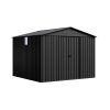 Magazie metalică pentru unelte NORDVIC Magni 283x189 cm + uși glisante 182 cm, galvanizată, acoperiș în două ape, ventilație, Cold Grey